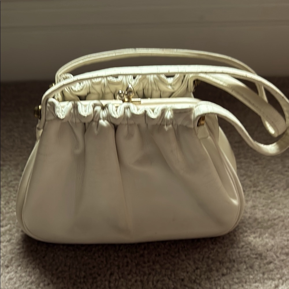 Vintage Ingber Leather Ladies Handbag Creme